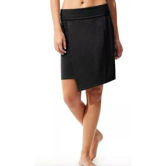 Athleta Womens Size‎ Small Seaside Black Tencel Fold Over Skirt Knee Length - Picture 1 of 9